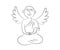 Buddhist monk sits in lotus position and dreams. sketch. Vector