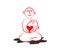 Buddhist monk sits in the lotus position and holds the heart. Silhouette.