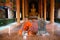 Buddhist monk in temple of monastery in Cambodia