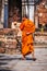 Buddhist Monk in Wat Si Sawai temple in Sukhotai, Thailand