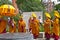 Buddhist monks hold a ritual in the Peace Gardens