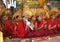 Buddhist monks and lamas during puja ceremony