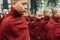 Buddhist monks in line