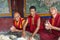 Buddhist monks preparing butter sculptures