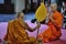 Buddhist Monks sat with folded palms
