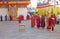 Buddhist monks at the Trongsa Dzong, Trongsa, Bhutan