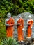 Buddhist Monks walk rock Golden Temple Dambulla Sri Lanka