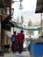 Buddhist monks walking down the street to Leh in Ladakh, India.