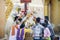 Buddhist myanmar people pouring water ceremony at buddha image with a prayer and a wish in shwedagon pagoda on 17 December 2016,