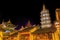 Buddhist Nanchang Temple Pagoda Night Illuminated Wuxi Jiangsu China