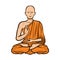 Buddhist in orange robe. Buddha, Buddhism concept. Cartoon vector illustration