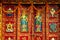 Buddhist ornament colorful door in Monastery near stupa Boudhanath