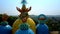 Buddhist pagoda domes decorated with hand sculptures