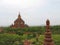 Buddhist paya in red rocks, Bagan, Myanmar