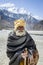 Buddhist pilgrim in Himalaya mountains