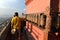 Buddhist pilgrims circling around the Swayambhunath temple and s