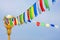 Buddhist prayer flags darding with mantras inscribed on them, sutras and prayers