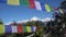 Buddhist Prayer Flags Hanging along Hiking Paths in Nepal. Trekking in the Himalayas