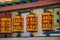 Buddhist prayer wheel with mantra in Nepal