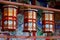 Buddhist prayer wheels in the Temple of the Jade Peak, Baisha village, Lijiang, Yunnan, China