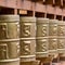 Buddhist prayer wheels in Tibetan monastery . India, Himalaya, Ladakh