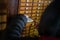 Buddhist ritual in temple in Tokyo, Japan