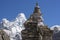 Buddhist stupa and Ama Dablam summit in Khumbu