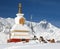 Buddhist stupa and mount Khangsar Kang, Annapurna range