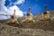 Buddhist stupas (chortens) in Indian Himalayas in Ladakh