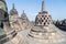 Buddhist stupas at the top of the Borobudur temple