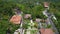 Buddhist temple Brahma Vihara Arama with statues gods. aerial view balinese temple, old hindu architecture, Bali