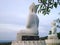 Buddhist Temple Garden View Wit Big White Meditating Buddha Statues At Brahmavihara Arama Monastery