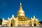 Buddhist temple of Maha Wizaya Pagoda close up in the sunny day. Yangon, Myanmar