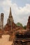 Buddhist Temple  And Old Bell Shape Stupa With Bricks Walls And Pillar