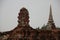 Buddhist Temple  And Old Stupas With Bricks Walls