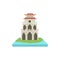 Buddhist temple, pagoda icon, cartoon style