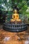 Buddhist temple in the rain. The Brahmavihara Arama Temple with beautiful gardens and monastery. Tropical plants, Banjar, Bali