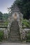 Buddhist temple stairs with statues in Bali, Indonesia