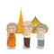 Buddhist walking with lighted candle in hand around temple old monk man woman white