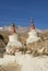 Buddhist white and red stupas in Karzok, Ladakh,