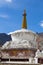 Buddhist white stupa and blue sky . Thiksey Monastery, Leh , Ladakh, India