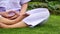 Buddhist women sitting for meditation moving from left to right