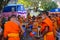 Buddhist young monks in Thailand temple wat doing hand crafts