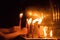 Buddhists worship the Buddha with candle and light