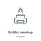 Buddist cemetery outline vector icon. Thin line black buddist cemetery icon, flat vector simple element illustration from editable