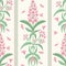 Buddleia seamless vector pattern background. Known as butterfly bush. Pink petals on tall stems with butterflies and