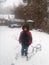 Buddy ro playing in the snow on Valentine\'s day