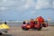 BUDE, CORNWALL, UK - AUGUST 12 : RNLI Lifeguards on duty at Bude in Cornwall on August 12, 2013. Unidentified people.