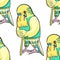 Budgerigar old in pants leans on a stick. vector illustration