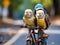 Budgerigars on toy bike playing photo settings mm f s ISO